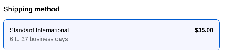 standard international shipping
6-27 business days 35$